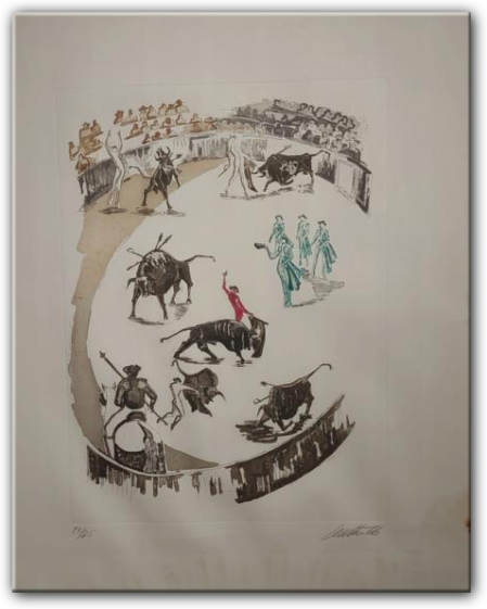 Lithographie Stierkampf